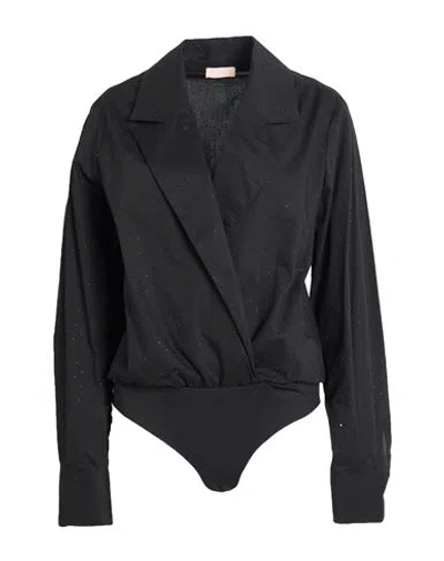 Liu •jo Woman Bodysuit Black Size 8 Cotton, Polyamide, Elastane