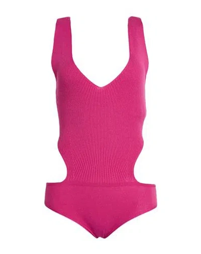 Liu •jo Woman Bodysuit Fuchsia Size M Viscose, Polyester In Pink