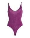 Liu •jo Woman Bodysuit Mauve Size L Viscose, Polyamide, Polyester In Purple