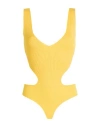 Liu •jo Woman Bodysuit Yellow Size Xs Viscose, Polyester In Gold