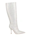 Liu •jo Woman Boot Silver Size 8 Textile Fibers, Soft Leather In Silver