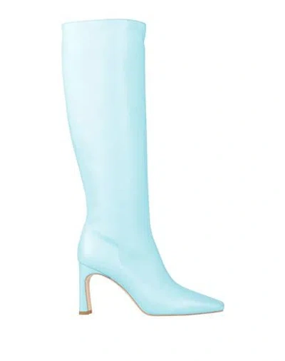 Liu •jo Woman Boot Sky Blue Size 8 Soft Leather In Blue