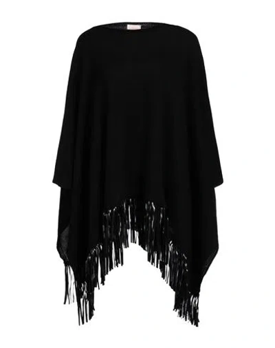 Liu •jo Woman Cape Black Size Onesize Viscose, Polyamide, Wool, Cashmere
