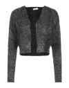 Liu •jo Woman Cardigan Black Size M Metallic Polyester, Polyamide, Viscose, Polyester In Black
