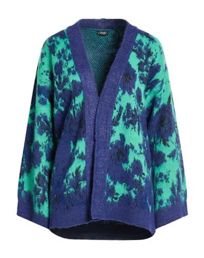 Liu •jo Woman Cardigan Blue Size L Polyamide, Synthetic Fibers, Alpaca Wool, Wool, Metallic Polyeste