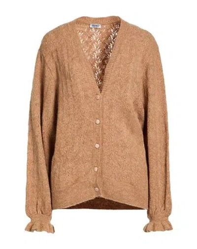 Liu •jo Woman Cardigan Camel Size M Acrylic, Polyamide, Polyester, Wool In Brown