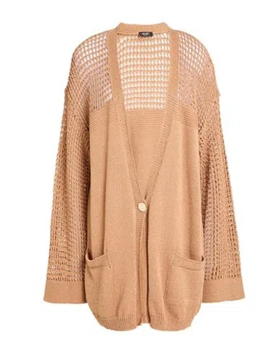 Liu •jo Woman Cardigan Camel Size M Polyester, Cotton In Neutral