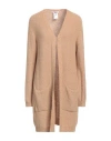 Liu •jo Woman Cardigan Camel Size S Cotton, Polyamide In Beige