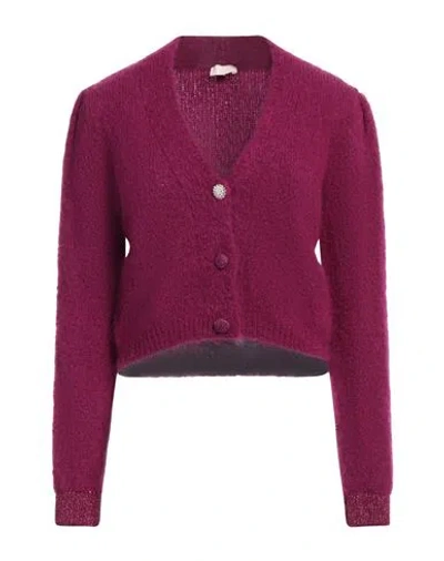 Liu •jo Woman Cardigan Garnet Size L Synthetic Fibers, Wool, Mohair Wool, Metallic Polyester, Elasta In Red