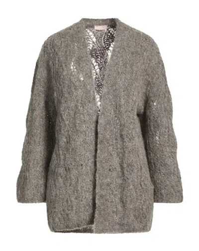 Liu •jo Woman Cardigan Grey Size L Alpaca Wool, Polyamide In Gray