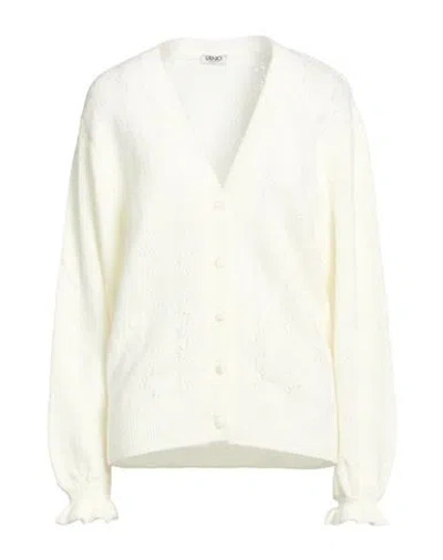Liu •jo Woman Cardigan Ivory Size Xl Acrylic, Polyamide, Polyester, Wool In Neutral