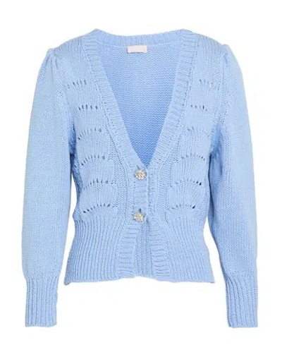 Liu •jo Woman Cardigan Light Blue Size Xs Cotton