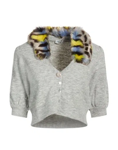 Liu •jo Woman Cardigan Light Grey Size L Acrylic, Polyamide, Wool, Elastane, Polyester In Gray