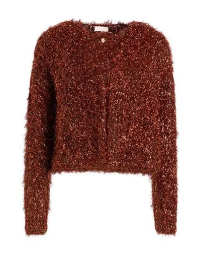 Liu •jo Woman Cardigan Rust Size S Acrylic, Synthetic Fibers, Alpaca Wool, Wool, Mohair Wool In Red