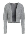 Liu •jo Woman Cardigan Silver Size M Metallic Polyester, Polyamide, Viscose, Polyester In Gray