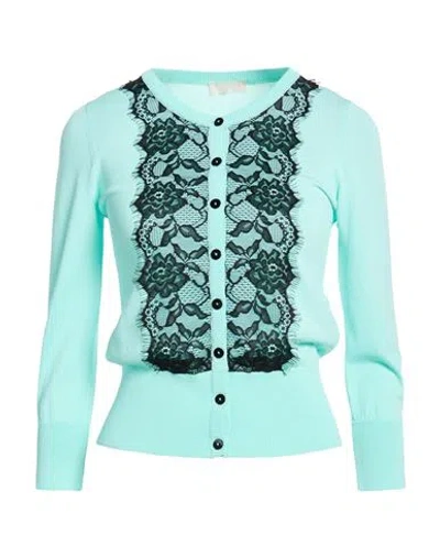 Liu •jo Woman Cardigan Turquoise Size Xs Viscose, Polyamide In Blue