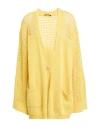 Liu •jo Woman Cardigan Yellow Size L Polyester, Cotton In Yellow