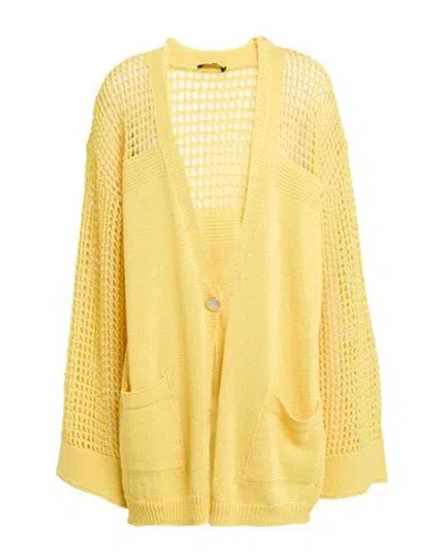 Liu •jo Woman Cardigan Yellow Size L Polyester, Cotton