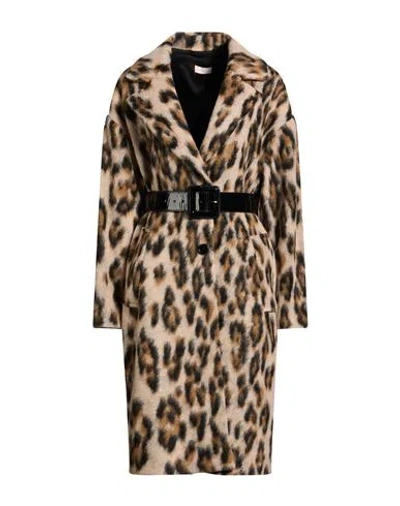 Liu •jo Woman Coat Beige Size 6 Polyester, Virgin Wool In Neutral