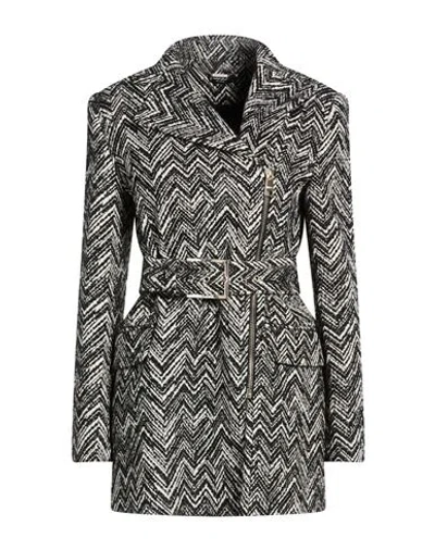 Liu •jo Woman Coat Black Size 6 Cotton, Polyester, Polyamide, Wool