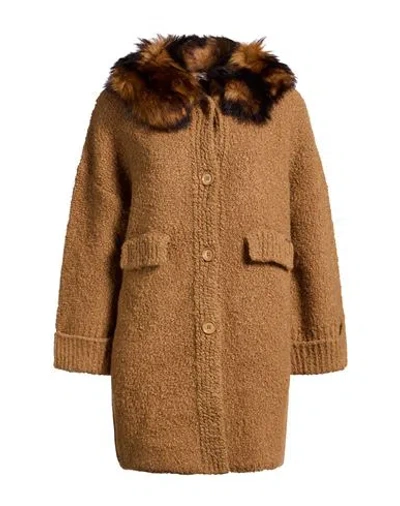 Liu •jo Woman Coat Camel Size L Acrylic, Wool, Polyester, Alpaca Wool In Brown