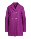 Liu •jo Woman Coat Garnet Size 6 Virgin Wool, Polyamide In Purple