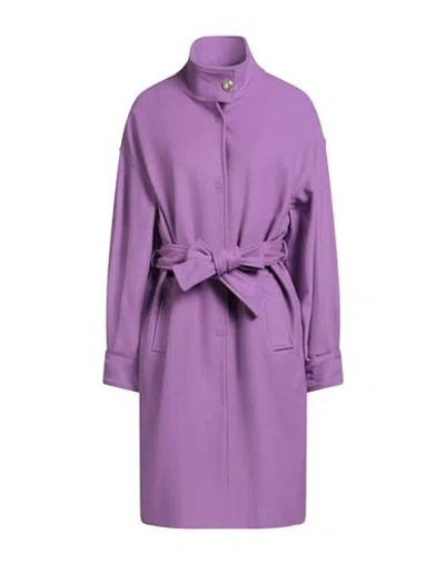 Liu •jo Woman Coat Lilac Size 6 Polyester, Acrylic, Virgin Wool In Purple