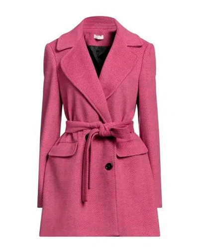 Liu •jo Woman Coat Magenta Size 10 Polyester, Viscose, Acetate In Purple