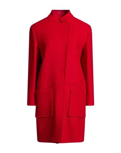Liu •jo Woman Coat Red Size 6 Virgin Wool, Polyamide