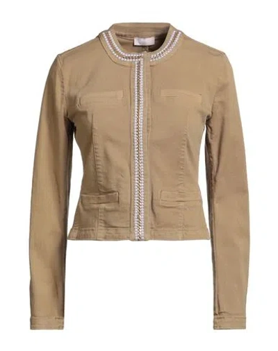 Liu •jo Woman Denim Outerwear Beige Size 4 Cotton, Elastane In Brown