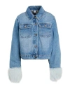 Liu •jo Woman Denim Outerwear Blue Size 12 Cotton, Polyester In Blue