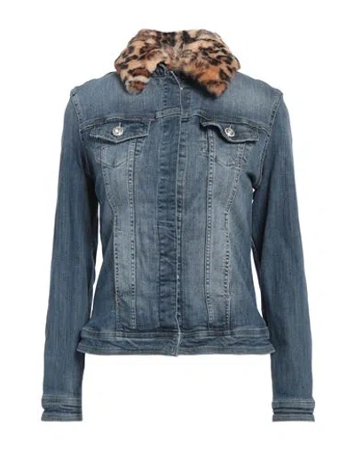 Liu •jo Woman Denim Outerwear Blue Size L Cotton, Elastane