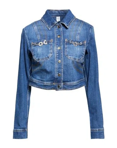 Liu •jo Woman Denim Outerwear Blue Size L Cotton, Elastane