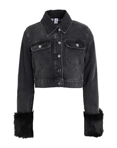 Liu •jo Woman Denim Outerwear Charcoal Size 6 Cotton, Polyester, Elastane In Black