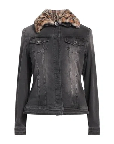 Liu •jo Woman Denim Outerwear Grey Size M Cotton, Elastane, Polyester In Black