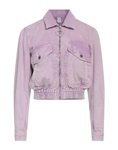 Liu •jo Woman Denim Outerwear Pink Size S Cotton In Purple