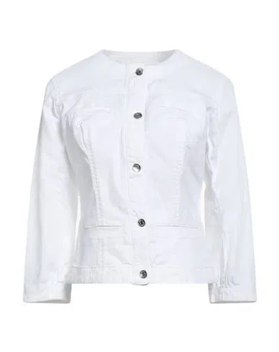 Liu •jo Woman Denim Outerwear White Size 10 Cotton, Elastane