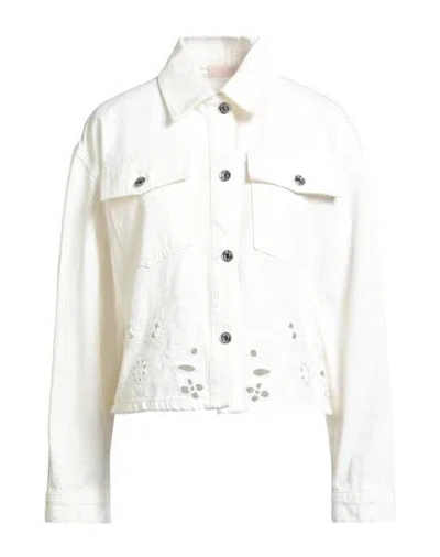 Liu •jo Woman Denim Outerwear White Size 6 Cotton