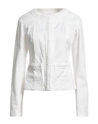 Liu •jo Woman Denim Outerwear White Size 4 Cotton, Elastane