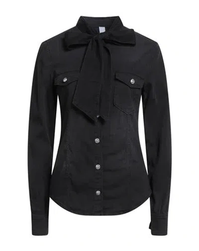 Liu •jo Woman Denim Shirt Black Size 12 Cotton, Elastane