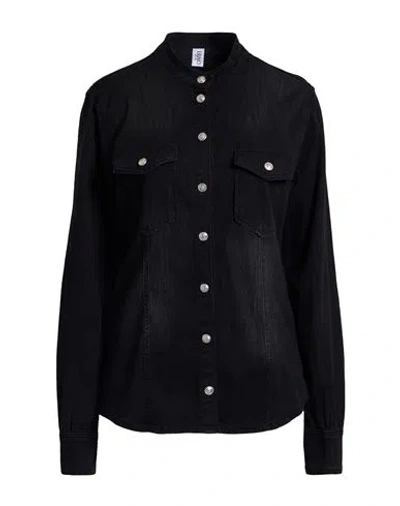 Liu •jo Woman Denim Shirt Black Size 8 Cotton, Elastane