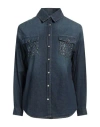 Liu •jo Woman Denim Shirt Blue Size 10 Cotton, Elastane In Blue