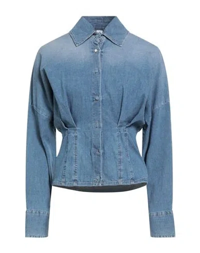 Liu •jo Woman Denim Shirt Blue Size 6 Cotton, Elastane
