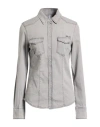 Liu •jo Woman Denim Shirt Grey Size 12 Cotton, Elastane In Gray