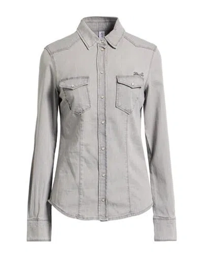 Liu •jo Woman Denim Shirt Grey Size 12 Cotton, Elastane In Gray