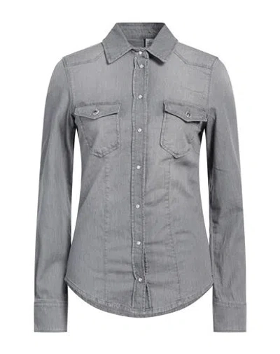 Liu •jo Woman Denim Shirt Grey Size 8 Cotton, Elastane