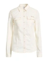 Liu •jo Woman Denim Shirt Ivory Size 12 Cotton, Elastane In White