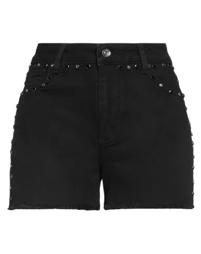 Liu •jo Woman Denim Shorts Black Size 28 Cotton, Elastane