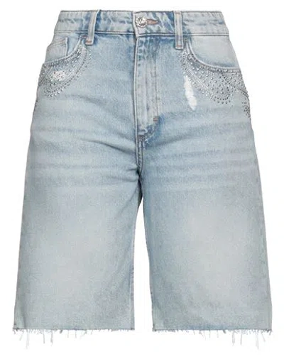 Liu •jo Woman Denim Shorts Blue Size 24 Cotton, Lyocell