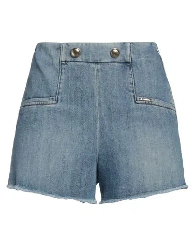 Liu •jo Woman Denim Shorts Blue Size 12 Cotton, Elastomultiester
